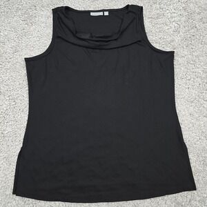 Susan Graver Top Women 1X Black Liquid Knit Stretch Drape Office Minimalist Tank